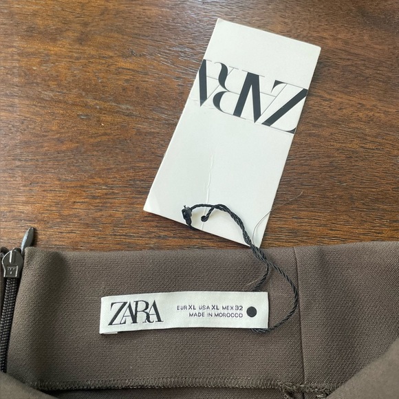 NWT Zara Pencil Maxi Side Slit Brown Skirt Ruched Zip Size XL Resort Cruise - Picture 4 of 13